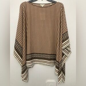 Max Studio Black/Brown 3/4 Sleeve Geo Batik Blouse